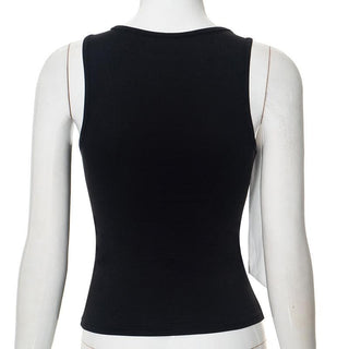 Crew neck bowknot applique tank top
