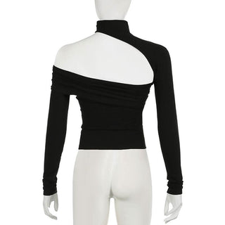 Halter irregular solid ruched top