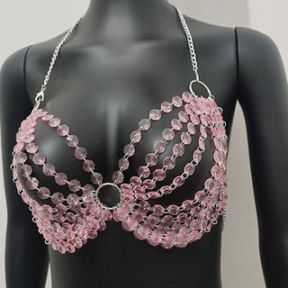 Halter o ring crystal hollow out backless crop cut out top