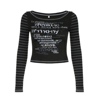 Striped patchwork long sleeve contrast stitch top
