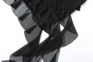 Halter sheer mesh ruffle backless mini dress