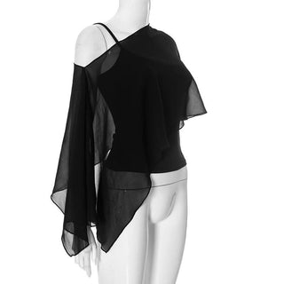 U neck mesh shrug 2 piece cami top