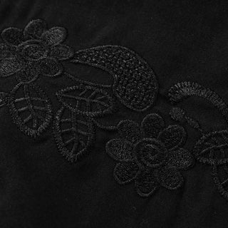 Zip-up long sleeve turnover collar embroidery mini dress