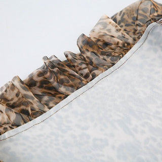 Long sleeve leopard print ruffle top