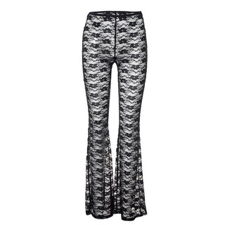 Lace see through solid stitch medium rise pant