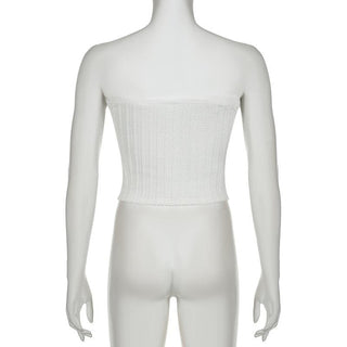Textured bowknot ruched bowknot tube crop top