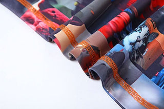 Crewneck long sleeve print stitch mini skirt set