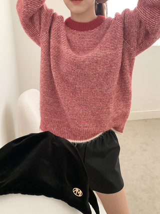 Vontrasting color striped round neck sweater