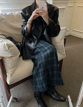 Retro color grid sleeveless dress