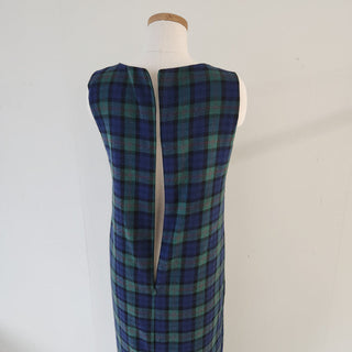 Retro color grid sleeveless dress