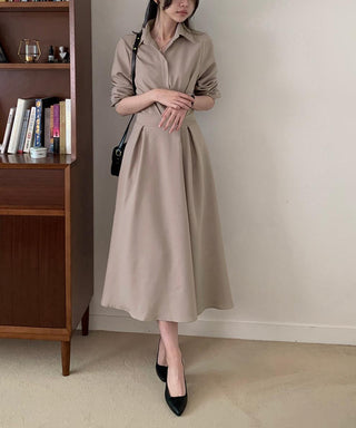 One-button wrap A-line dress