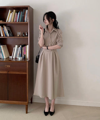 One-button wrap A-line dress