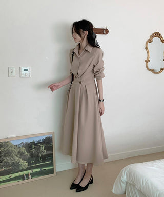 One-button wrap A-line dress