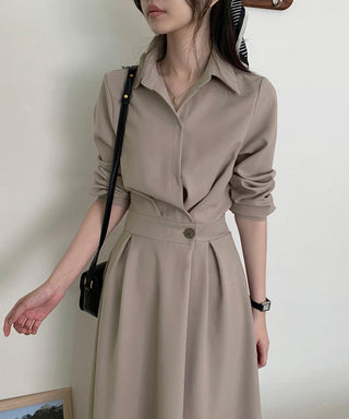 One-button wrap A-line dress