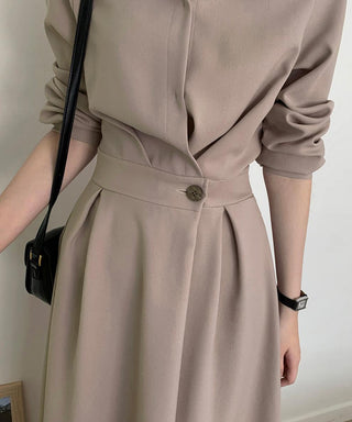 One-button wrap A-line dress