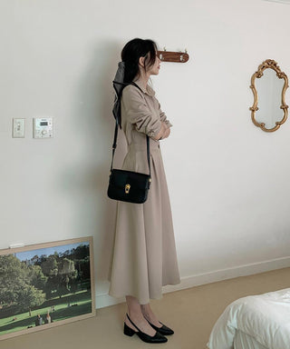 One-button wrap A-line dress
