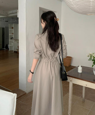 One-button wrap A-line dress