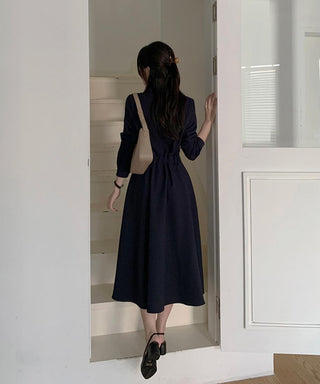 One-button wrap A-line dress