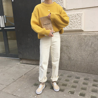 Basic solid colors oversized sweater