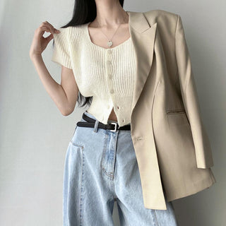 Pleated stitching loose jeans