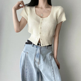 Pleated stitching loose jeans