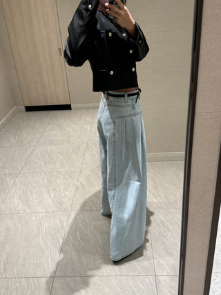 Pleated stitching loose jeans