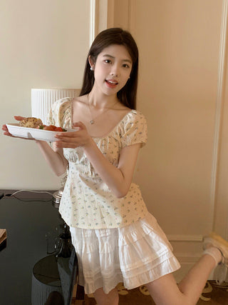 Floral print Short-sleeved top