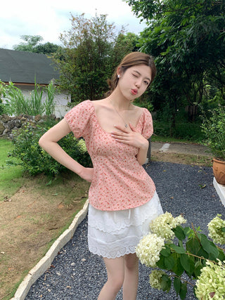 Floral print Short-sleeved top