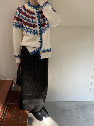 Retro Contrasting color knitted cardigan