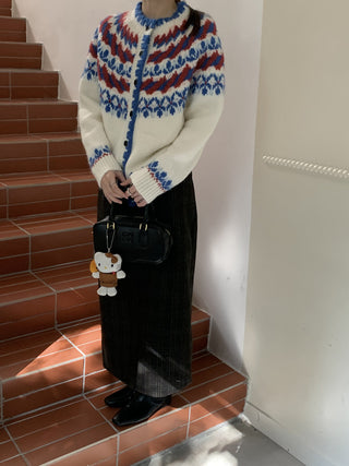 Retro Contrasting color knitted cardigan