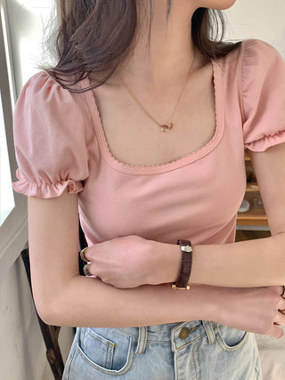 Small fresh flower bubble sleeve top