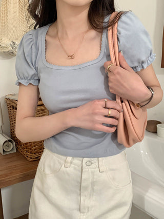 Small fresh flower bubble sleeve top
