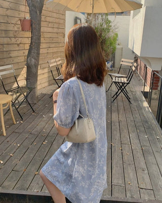 Fresh flower bubble bubble sleeve dress