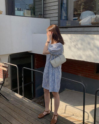 Fresh flower bubble bubble sleeve dress