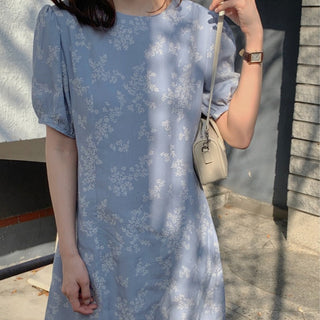 Fresh flower bubble bubble sleeve dress