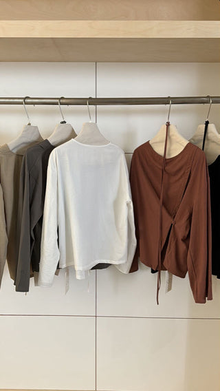 Round neck solid color waist lace top