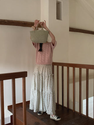 Twist beaded short-sleeved sweater