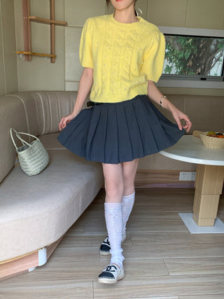 Twist beaded short-sleeved sweater