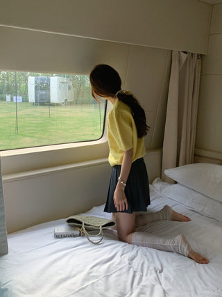 Twist beaded short-sleeved sweater