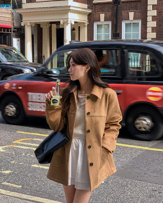 french retro Mirad suede Over-shirt