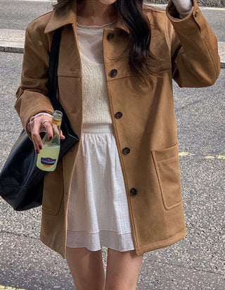 french retro Mirad suede Over-shirt