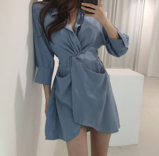 Lapeld short skirt slim dress