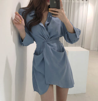 Lapeld short skirt slim dress