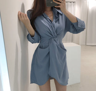 Lapeld short skirt slim dress