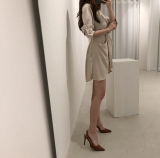 Lapeld short skirt slim dress
