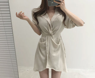 Lapeld short skirt slim dress