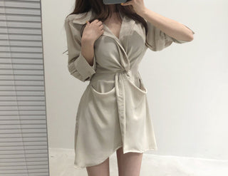 Lapeld short skirt slim dress