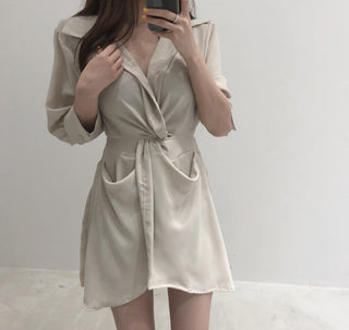 Lapeld short skirt slim dress