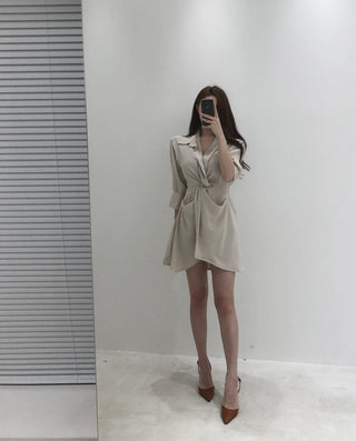 Lapeld short skirt slim dress