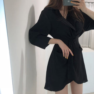 Lapeld short skirt slim dress